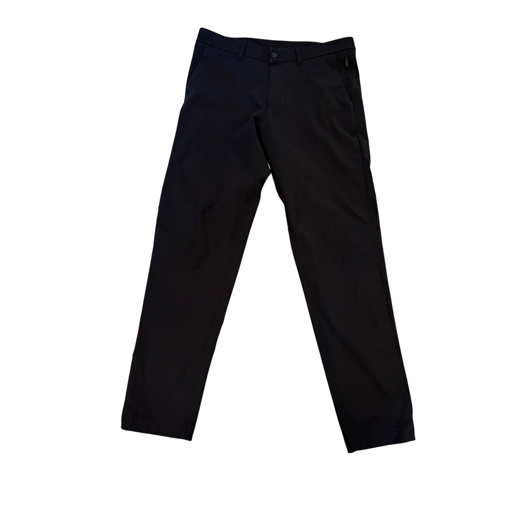 Lululemon Commission Slim Fit Pant Warpstreme Black Mens 32 Chino Trousers flaw*
